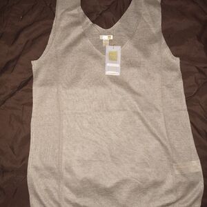 Women's Beige Linen Tank Top